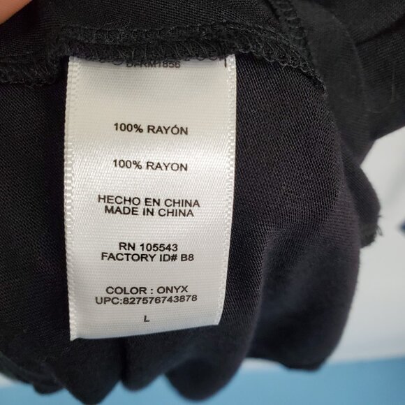 Daisy Fuentes NWT Womens L Black Draped 3/4 Sleeve Rayon Tunic Top Evening - Picture 7 of 16